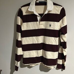 Ralph Lauren rugby, striped, maroon and cream